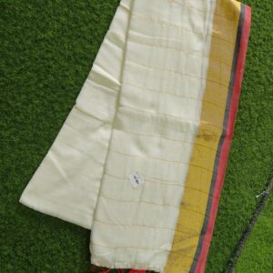 Rudra005- 120 Thread Count Mul Cotton Saree with Traditional Gold Kasavu Border