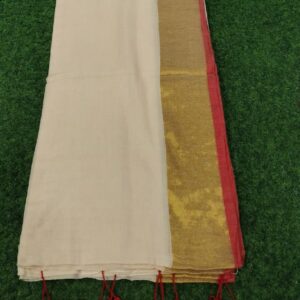 Rudra002 - 120 Thread Count Mul Cotton Saree with Traditional Gold Kasavu Border