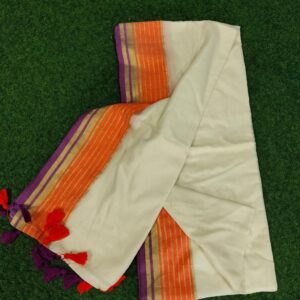 Rudra001 - 120 Thread Count Mul Cotton Saree with Traditional Gold Kasavu Border