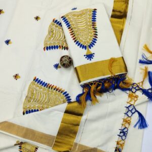 Dhwani-015- embroidered kerala  saree