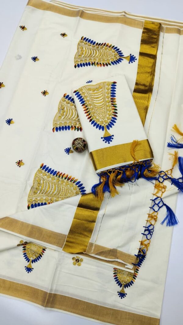 Dhwani-015- embroidered kerala  saree