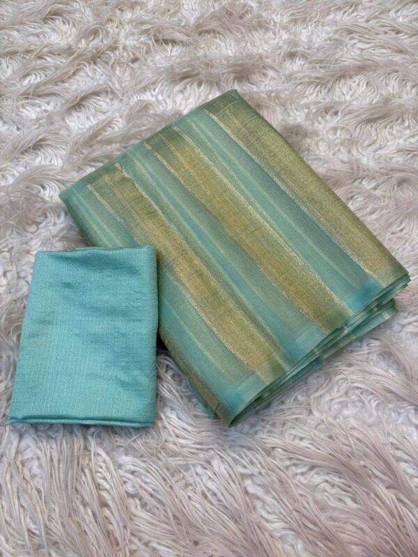 2026/07/1001334501.jpg Nisha - pastel aqua organza saree with khadi stripes