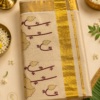Elegant saree with brass and florals