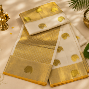 ATHAM – 09: Traditional Kerala Kasavu Saree with Golden Butta Design | Premium Onam Collection