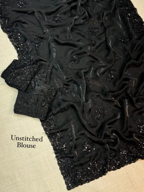 Shubh - black fendi silk hand work saree