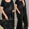 Shubh - black fendi silk hand work saree