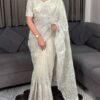 Swasti - white Chandi silk Organza Saree with Embroidery