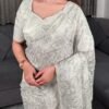Swasti - white Chandi silk Organza Saree with Embroidery