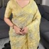 Swasti 002- yellow Chandi silk Organza Saree with Embroidery