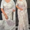 Sukha 001- chandi silk Organza Saree with Embroidery