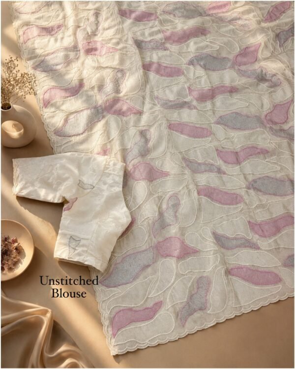 Sukha 001- chandi silk Organza Saree with Embroidery