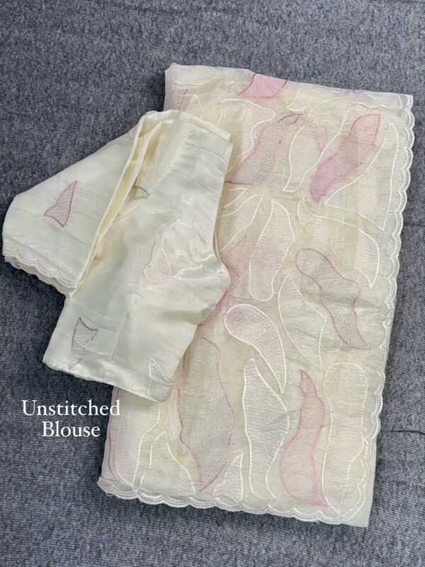 Sukha 001- chandi silk Organza Saree with Embroidery