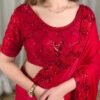 Shubh - red fendi silk hand work saree
