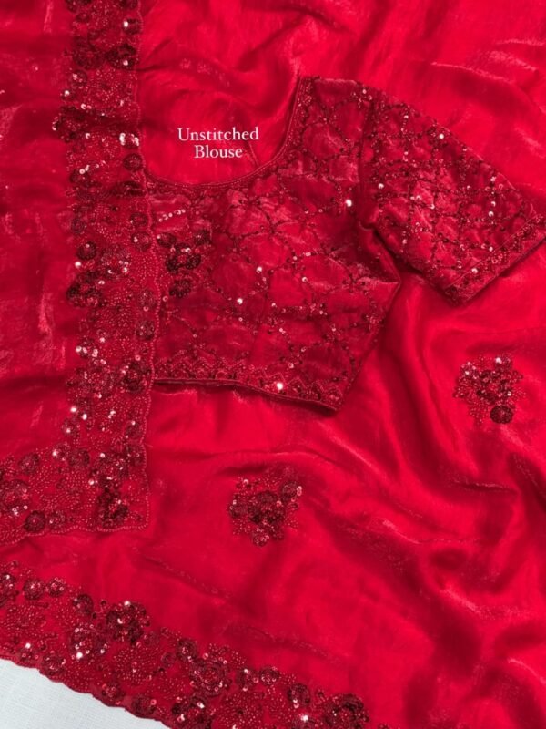 Shubh - red fendi silk hand work saree
