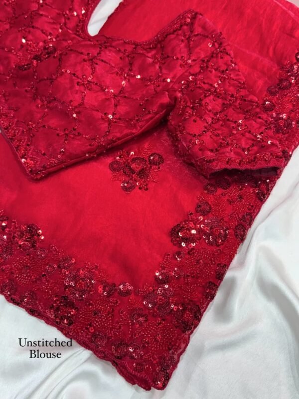 Shubh - red fendi silk hand work saree