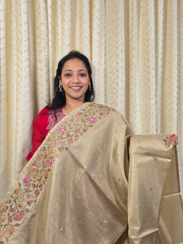 leya- kota golden tissue saree with beautiful embroidery