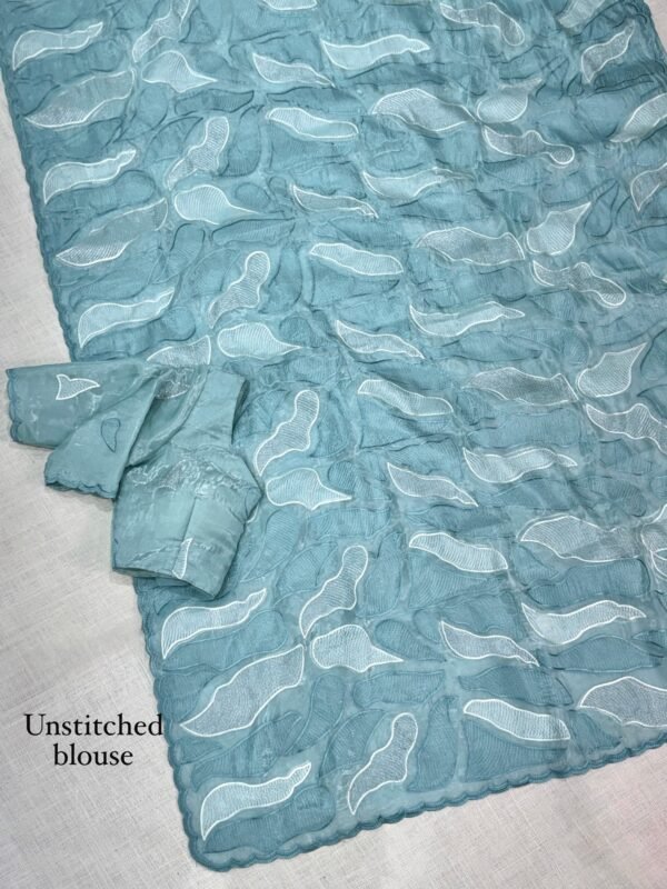 Sukha 004- chandi silk Organza Saree with Embroidery