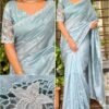 Queen 002 - Blended tussar with corner cutwork and embroidery