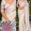 Queen 001 - Blended tussar with corner cutwork and embroidery