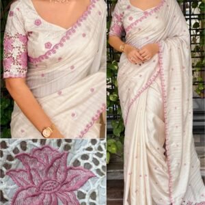 2026/10/1000791290-1-scaled.jpg Queen 001 - Blended tussar with corner cutwork and embroidery