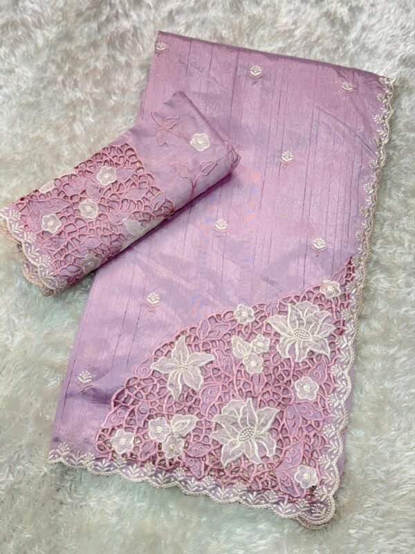 Queen 003 - Blended tussar with corner cutwork and embroidery