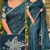 Queen 005 - Blended tussar with corner cutwork and embroidery