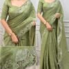 Rani 002- korean tussar with Embroidery and cutwork