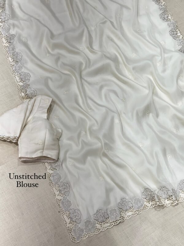 Rani 001- korean tussar with Embroidery and cutwork
