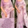 Flora 002- Applique floral rangoli silk saree