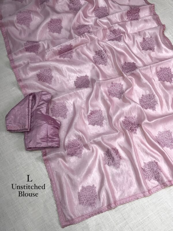 Flora 002- Applique floral rangoli silk saree