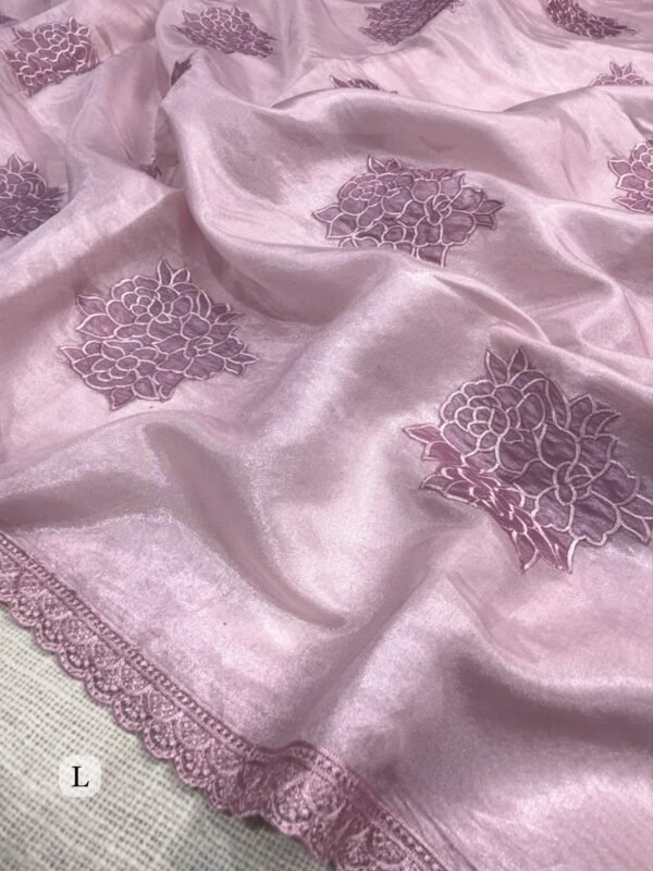 Flora 002- Applique floral rangoli silk saree