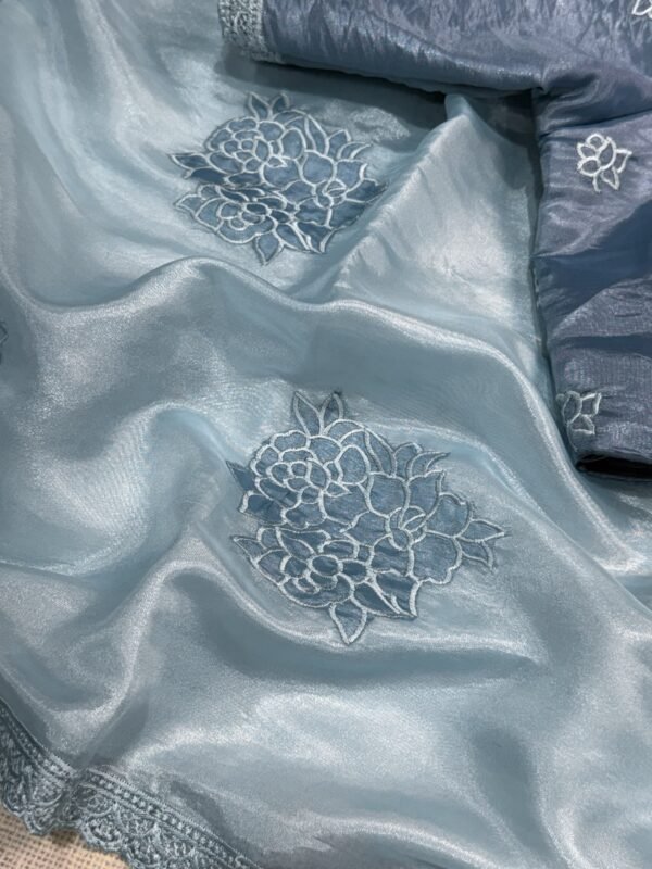 Flora 001- Applique floral rangoli silk saree