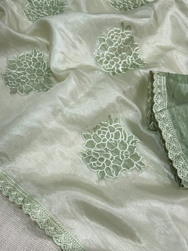 Flora 003- Applique floral rangoli silk saree