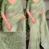 Flora 003- Applique floral rangoli silk saree