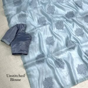 Flora 001- Applique floral rangoli silk saree