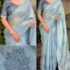 Flora 001- Applique floral rangoli silk saree
