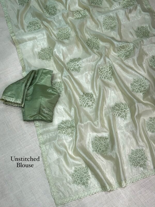 Flora 003- Applique floral rangoli silk saree