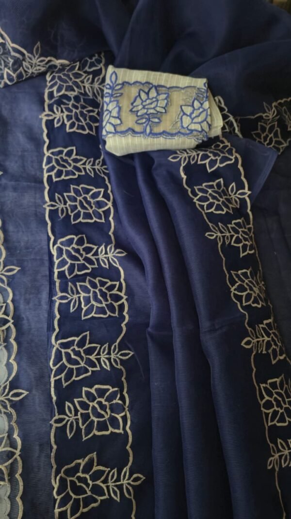 Noel Kota Saree With organza applique lace work