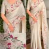 Elly 005- korean tussar saree embroidery and cutwork