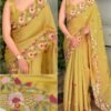 Elly 004- korean tussar saree embroidery and cutwork